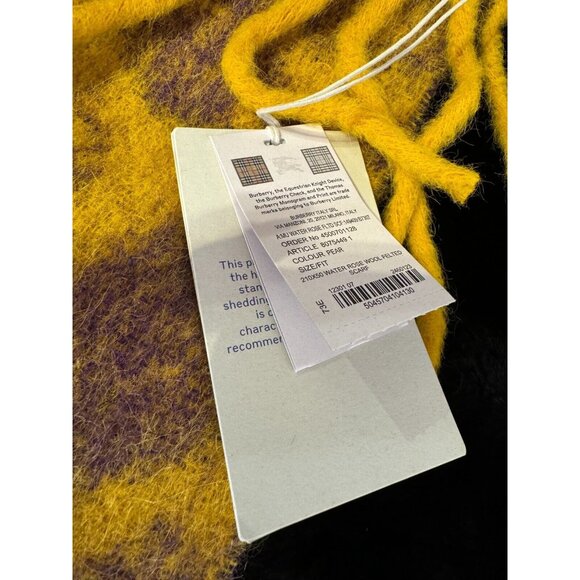 $985 NWT Burberry Mustard Floral Fringe Alpaca Wool Blend Large Shawl Scarf - Picture 11 of 16